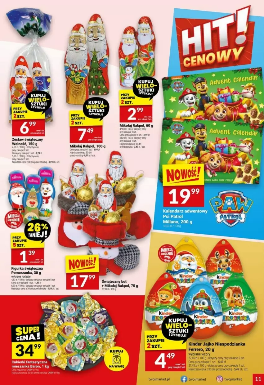 Gazetka promocyjna Twoj Market - ważna 13.11 do 19.11.2024 - strona 3 - produkty: Kalendarz, Kalendarz adwentowy, Kinder, Psi Patrol