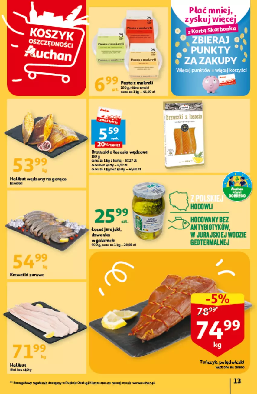 Gazetka promocyjna Auchan - Gazetka Czas na wypoczynek Hipermarket Auchan - ważna 09.06 do 14.06.2023 - strona 13 - produkty: Halibut, Krewetki, Sos, Tuńczyk