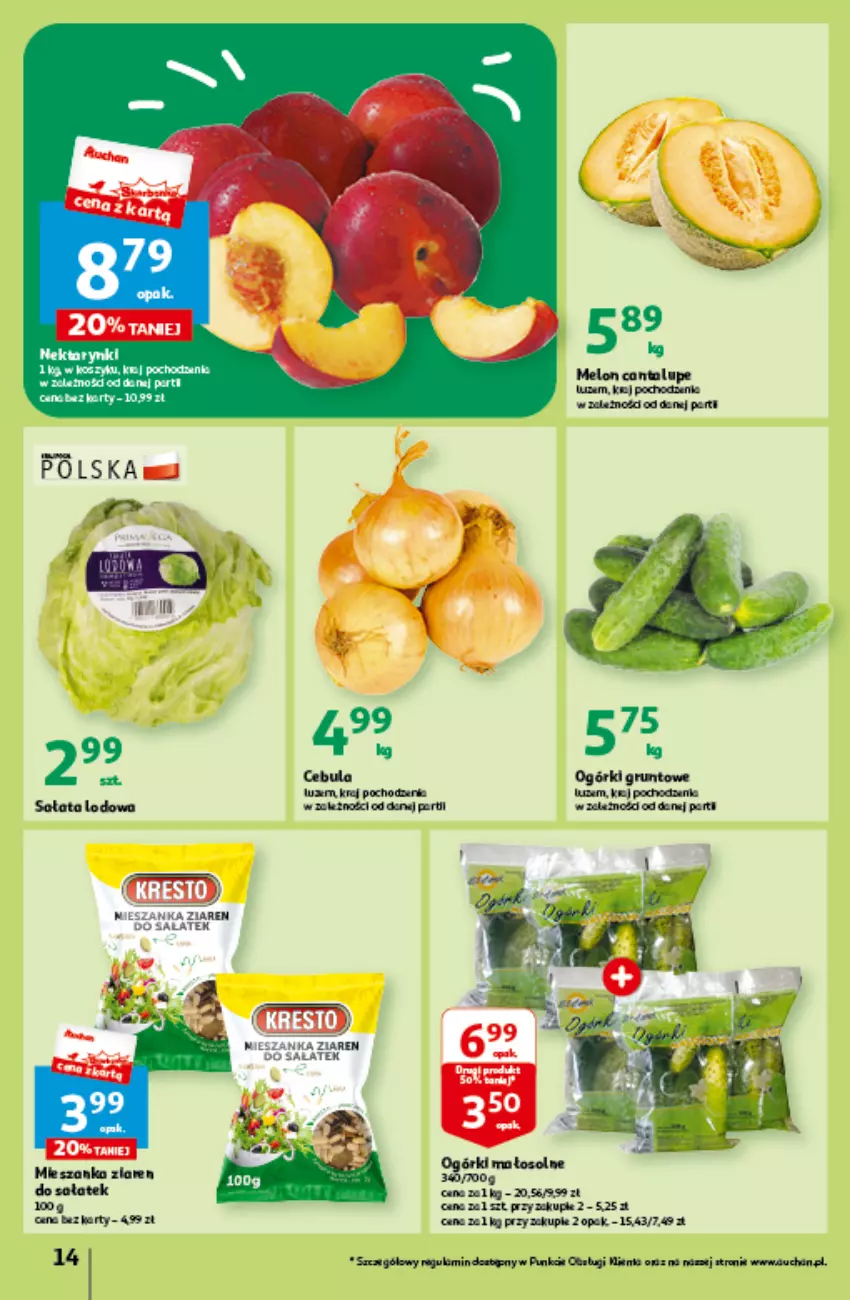 Gazetka promocyjna Auchan - Gazetka Czas na wypoczynek Hipermarket Auchan - ważna 09.06 do 14.06.2023 - strona 14 - produkty: Cebula, Grunt, Melon, Por, Sałat