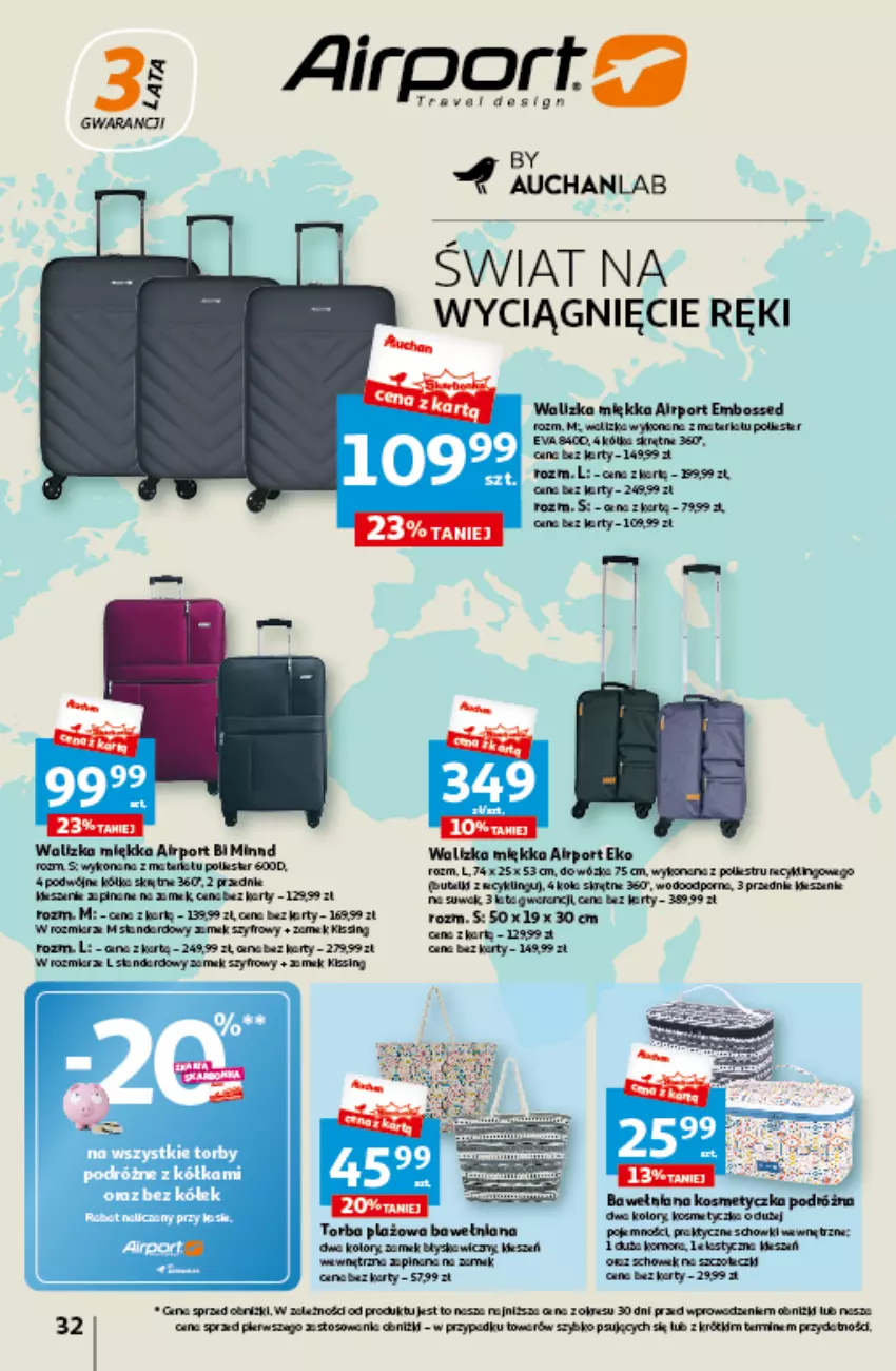 Gazetka promocyjna Auchan - Gazetka Czas na wypoczynek Hipermarket Auchan - ważna 09.06 do 14.06.2023 - strona 32 - produkty: Kosmetyczka, Piwa, Por, Torba, Walizka