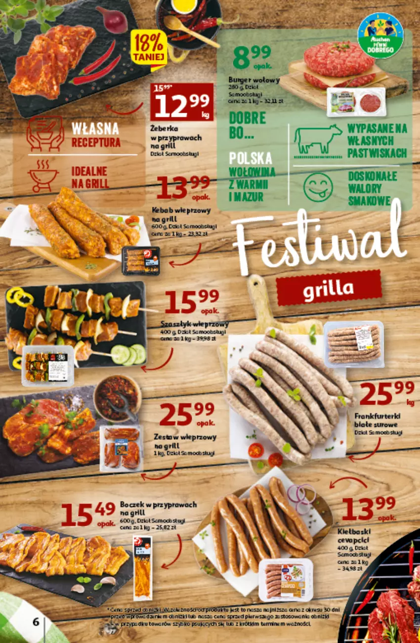 Gazetka promocyjna Auchan - Gazetka Czas na wypoczynek Hipermarket Auchan - ważna 09.06 do 14.06.2023 - strona 6 - produkty: Frankfurterki, Grill, Kebab