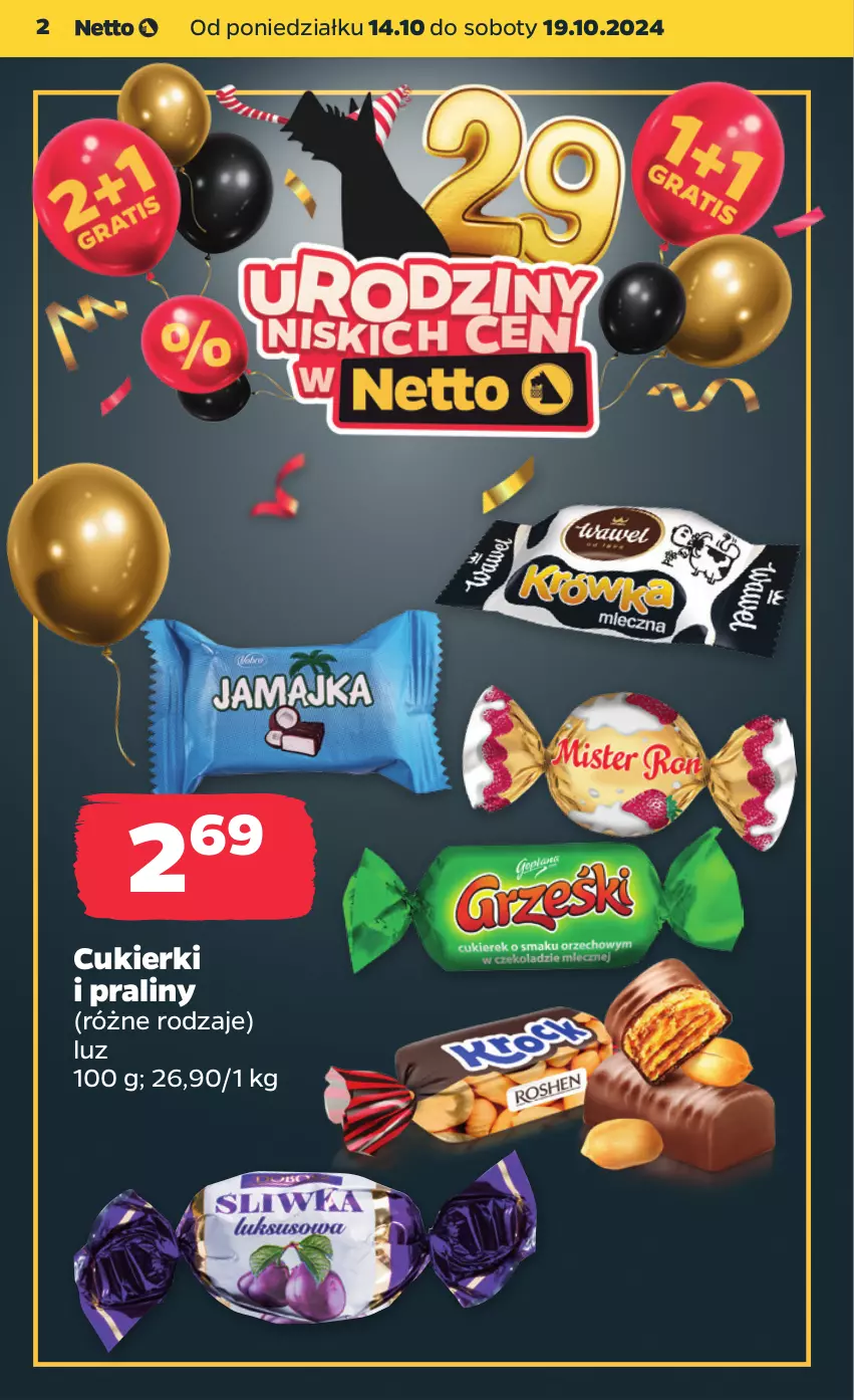 Gazetka promocyjna Netto - Netto Gazetka Food 42/24A - ważna 14.10 do 19.10.2024 - strona 2 - produkty: Cukier, Cukierki, Praliny