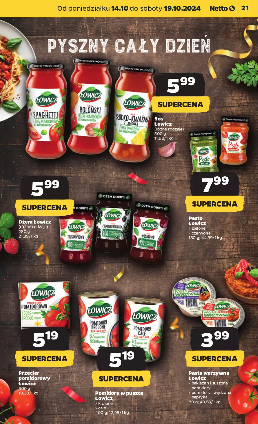 Gazetka promocyjna Netto - Netto Gazetka Food 42/24A - ważna 14.10 do 19.10.2024 - strona 21 - produkty: Dżem, Papryka, Pasta warzywna, Pesto, Pomidory, Sos, Suszone pomidory