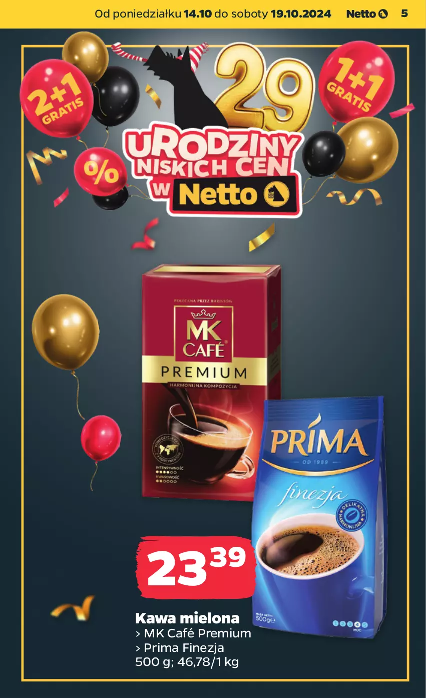 Gazetka promocyjna Netto - Netto Gazetka Food 42/24A - ważna 14.10 do 19.10.2024 - strona 5 - produkty: Kawa, Kawa mielona, Prima