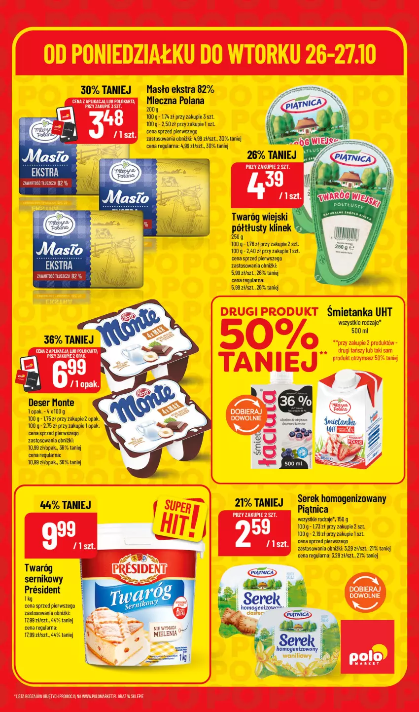 Gazetka promocyjna PoloMarket - Katalog Superhity - ważna 26.10 do 27.10.2026 - strona 5 - produkty: Deser, LANA, Masło, Monte, Piątnica, Ser, Serek, Serek homogenizowany, Twaróg