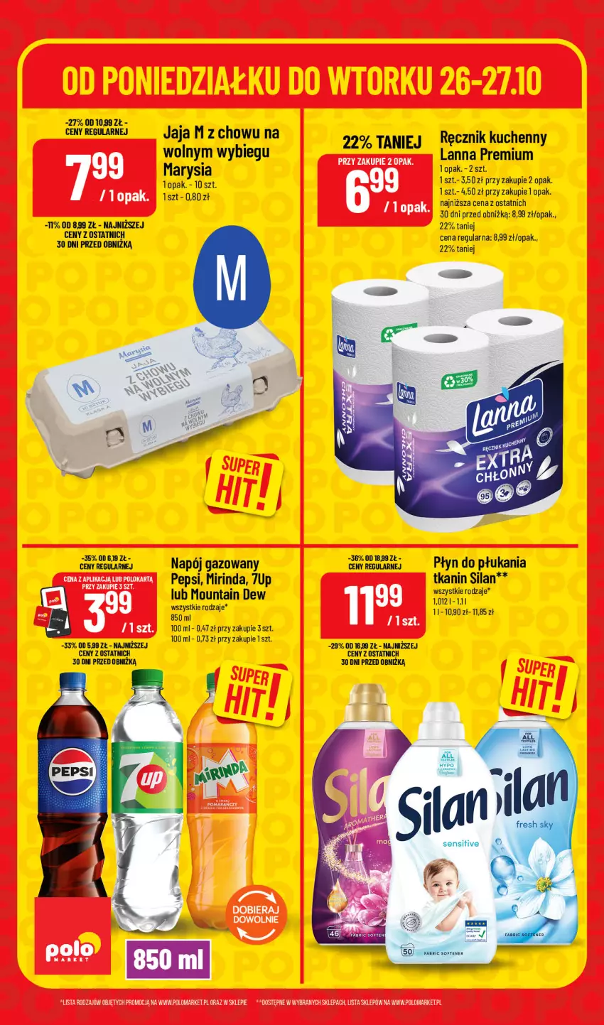 Gazetka promocyjna PoloMarket - Katalog Superhity - ważna 26.10 do 27.10.2026 - strona 6 - produkty: 7up, Jaja, Mirinda, Napój, Napój gazowany, Pepsi, Płyn do płukania, Ręcznik, Ręcznik kuchenny, Silan