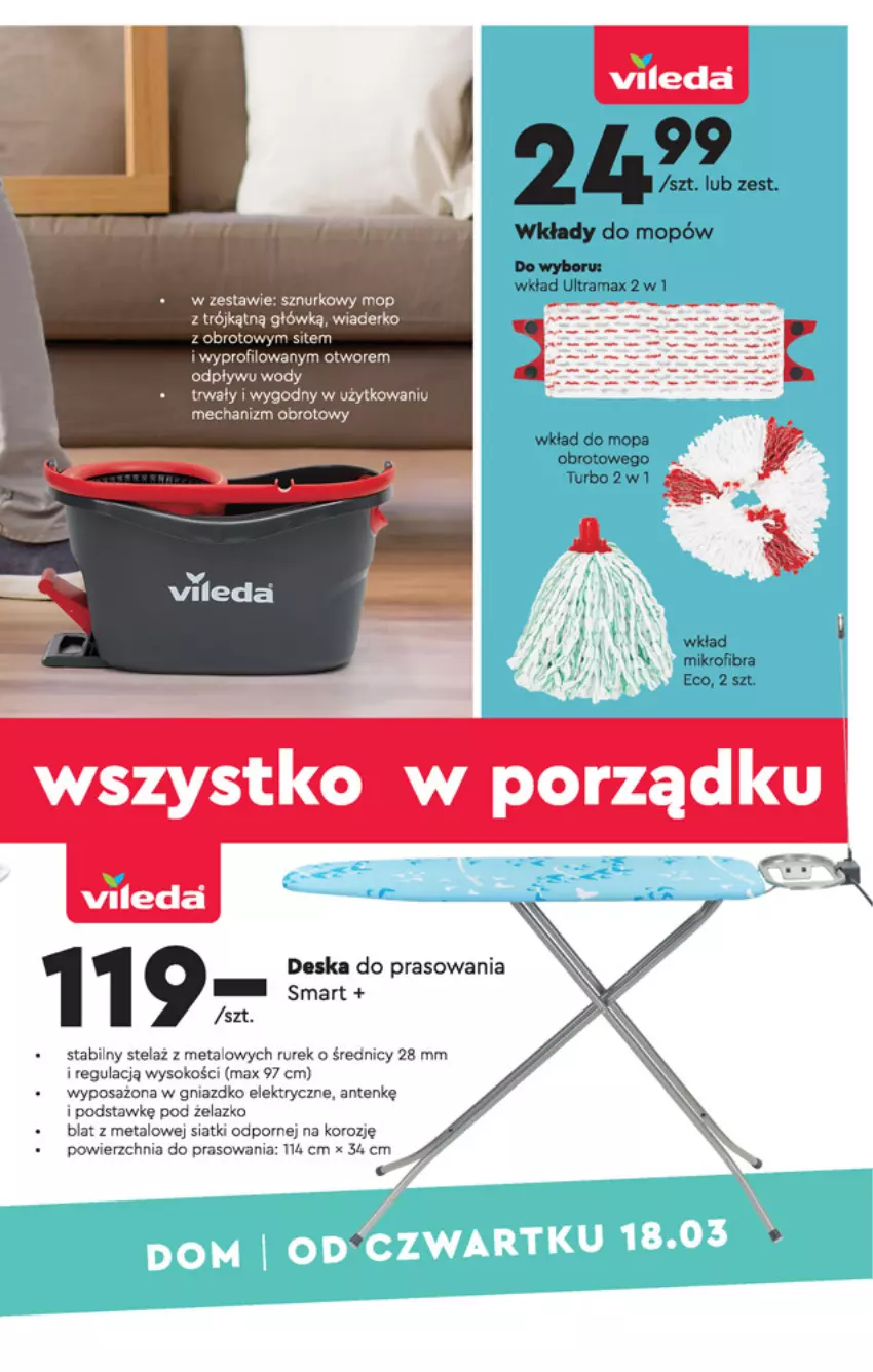 Gazetka promocyjna Biedronka - Okazje tygodnia - ważna 15.03 do 31.03.2021 - strona 23 - produkty: Deska do prasowania, Mop, Por, Rama, Sok, Vileda, Wkład do mopa