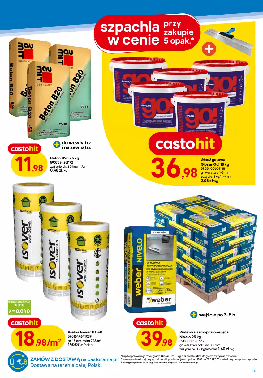 Gazetka promocyjna Castorama - ważna 11.01 do 24.01.2023 - strona 15 - produkty: Astor, Fa, Klej, LG, Mop, Por, Rama, Tynk maszynowy, Wełna, Wełna Isover, Wylewka samopoziomująca, Zaprawa klejowa