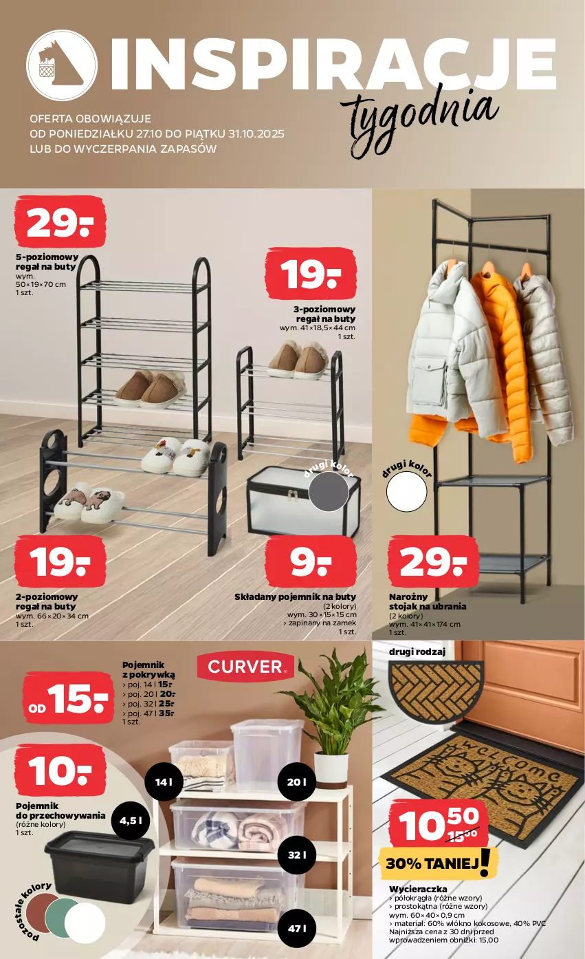 Gazetka promocyjna Netto - Od Poniedziałku Przemysłowa - ważna 27.10 do 31.10.2025 - strona 2 - produkty: Buty, Kokos, Pojemnik, Pojemnik do przechowywania, Pojemnik na buty, Pojemnik z pokrywką, Regał, Stojak, Ubrania, Wycieraczka