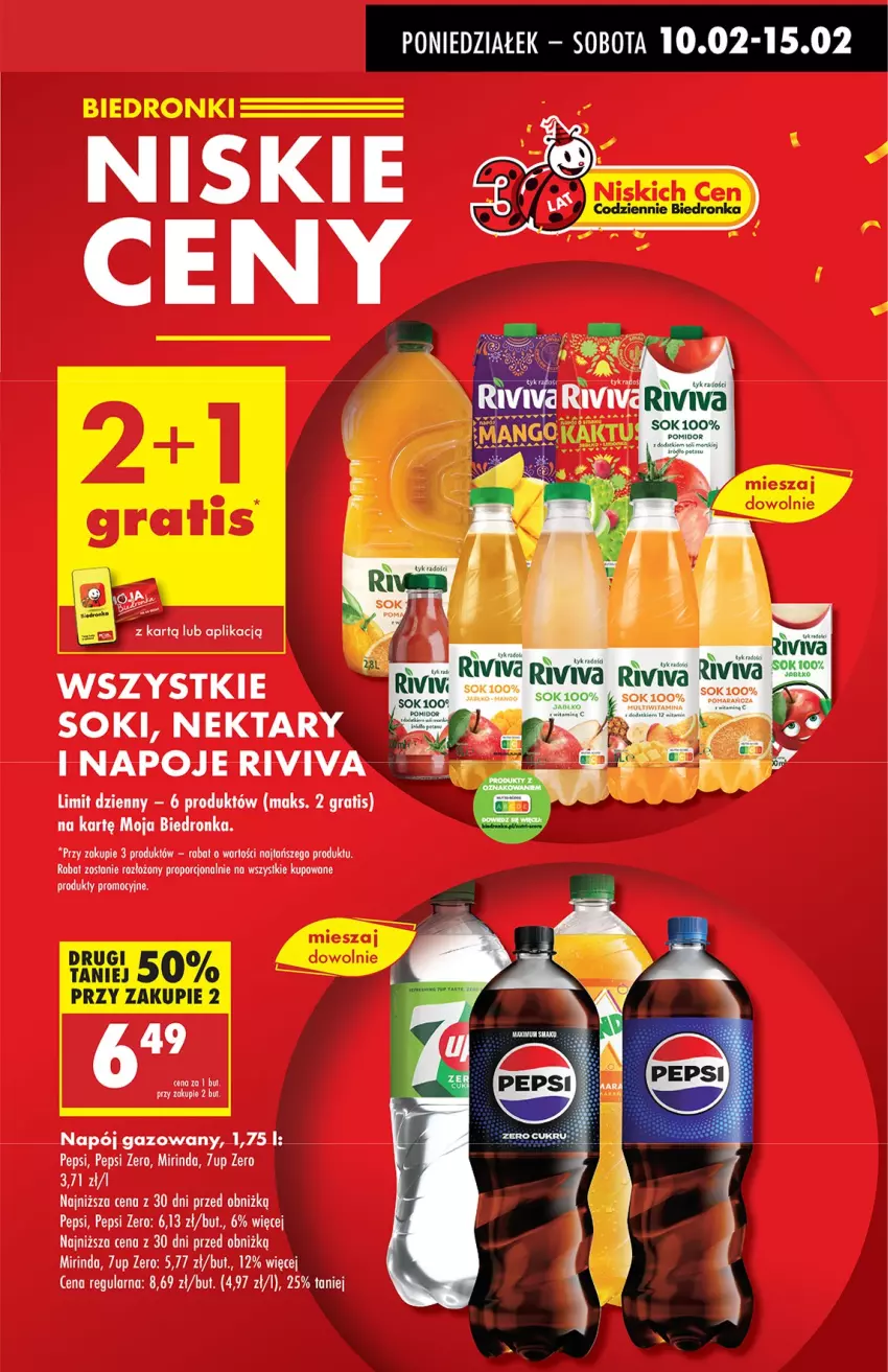 Gazetka promocyjna Biedronka - Od Poniedziałku - ważna 10.02 do 15.02.2025 - strona 11 - produkty: 7up, Gra, Mirinda, Napój, Napój gazowany, Napoje, Nektar, Pepsi, Por, Sok