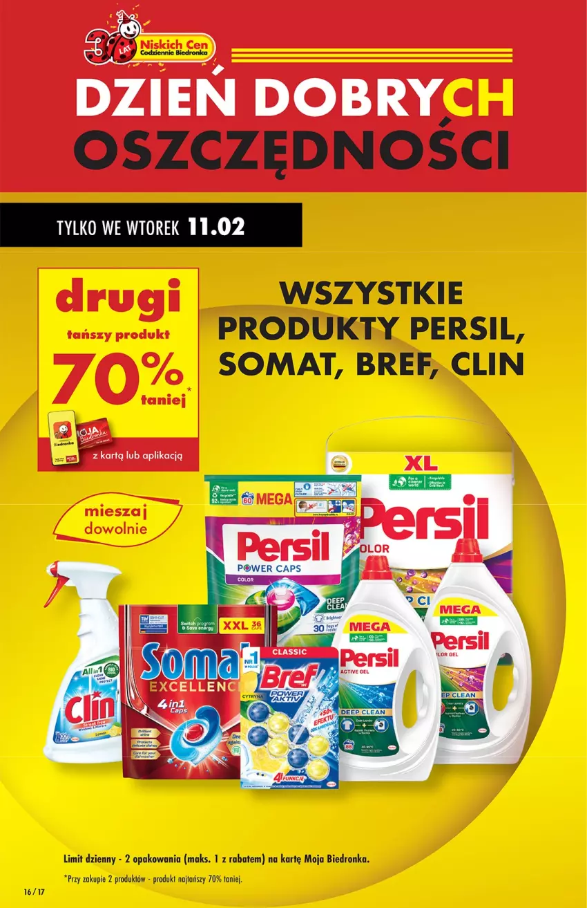 Gazetka promocyjna Biedronka - Od Poniedziałku - ważna 10.02 do 15.02.2025 - strona 16 - produkty: Bref, Clin, Persil, Somat