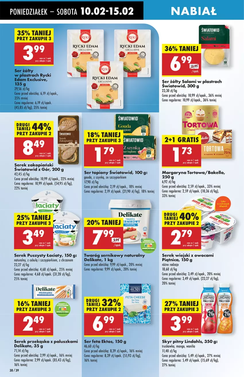 Gazetka promocyjna Biedronka - Od Poniedziałku - ważna 10.02 do 15.02.2025 - strona 38 - produkty: Chrzan, Edam, Fa, Feta, Gouda, Mango, Margaryna, Piątnica, Rycki Edam, Salami, Ser, Ser topiony, Serek, Serek puszysty, Serek wiejski, Top, Twaróg