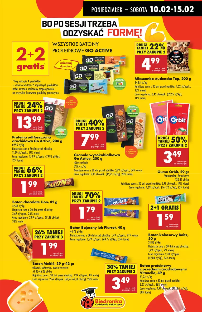 Gazetka promocyjna Biedronka - Od Poniedziałku - ważna 10.02 do 15.02.2025 - strona 67 - produkty: Baton, Gra, Granola, Kokos, Lion, Melon, Mieszanka studencka, Orbit, Por, Sok, Top