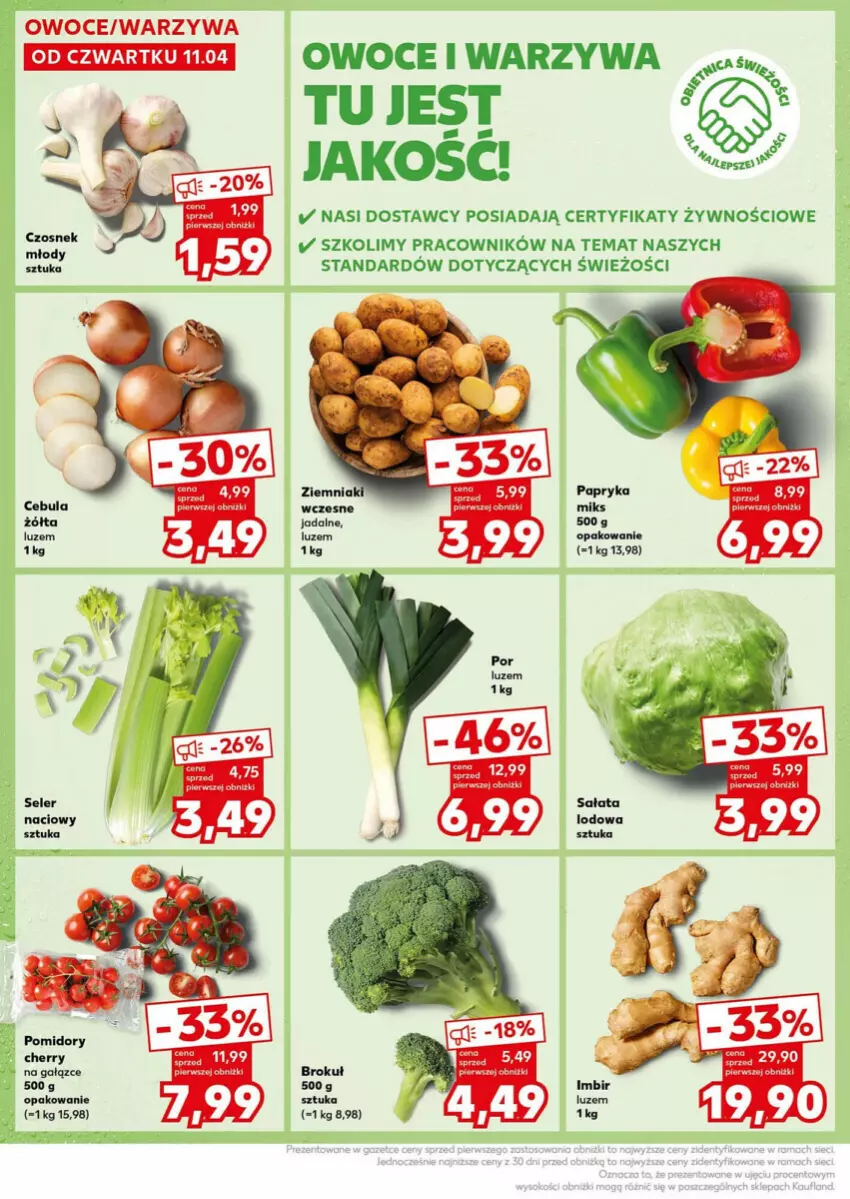 Gazetka promocyjna Kaufland - ważna 15.04 do 17.04.2024 - strona 8 - produkty: Imbir, LG, Owoce, Papryka, Sałat, Sałata lodowa, Warzywa, Ziemniaki