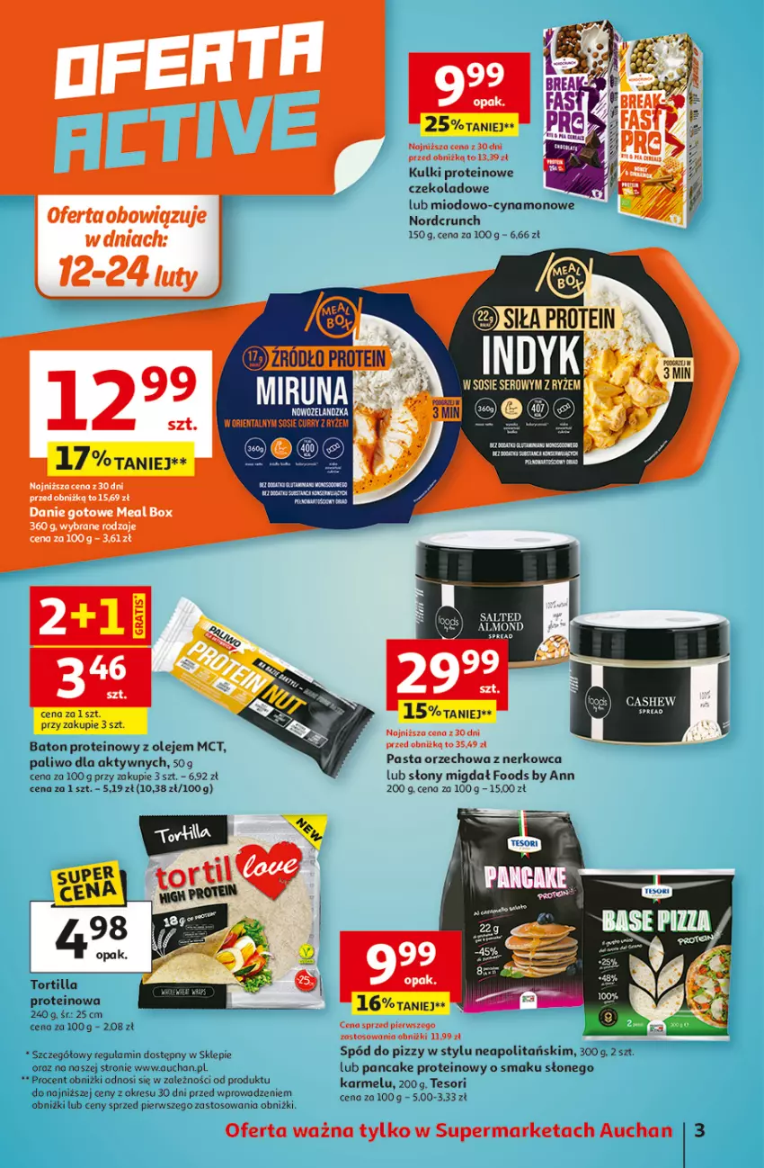 Gazetka promocyjna Auchan - 30 Lat Supermarket - ważna 19.02 do 25.02.2026 - strona 3 - produkty: Baton, Danie gotowe, Fa, Miruna, Olej, Spód do pizzy, Tortilla