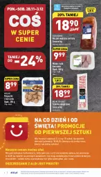 Gazetka promocyjna Aldi - Pełny katalog - Gazetka - ważna od 03.12 do 03.12.2022 - strona 4 - produkty: Kurczak, Mus, Mięso z uda kurczaka, Mięsne specjały, Lodówka, Morliny, Boczek, Mięso, Fa
