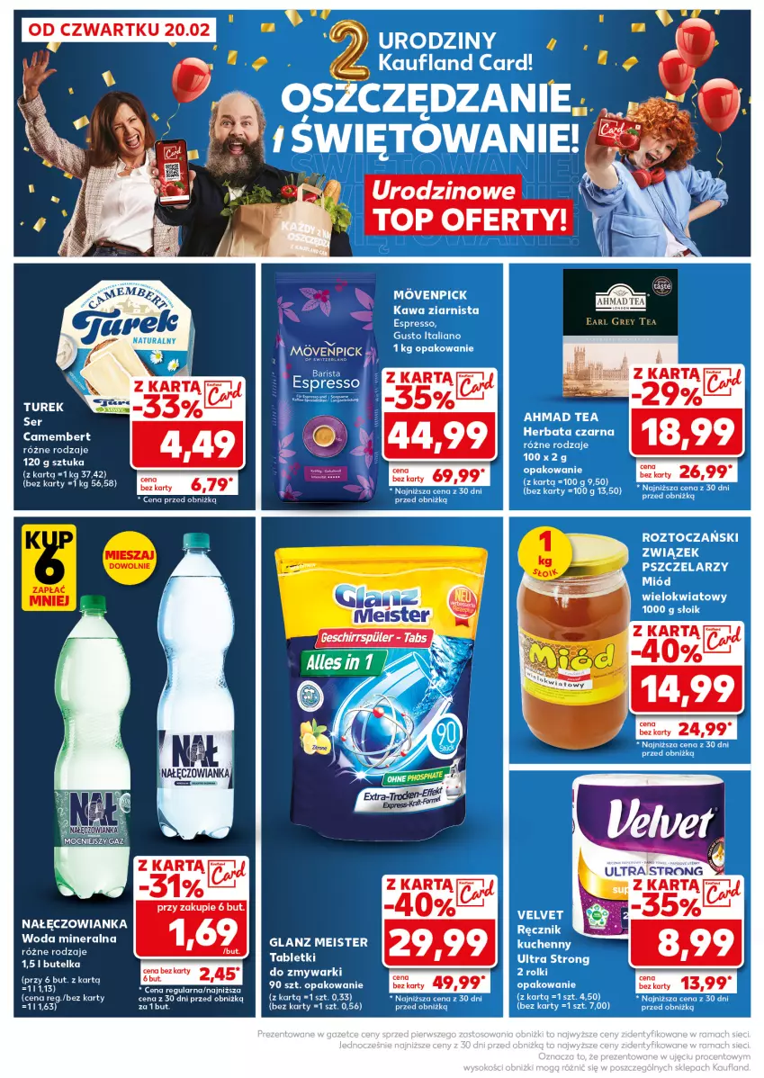 Gazetka promocyjna Kaufland - Mocny Start - ważna 24.02 do 26.02.2025 - strona 10 - produkty: Camembert, Herbata, Herbata czarna, Kawa, Kawa ziarnista, Miód, Ręcznik, Rolki, Tablet, Tabletki do zmywarki, Velvet, Zmywarki