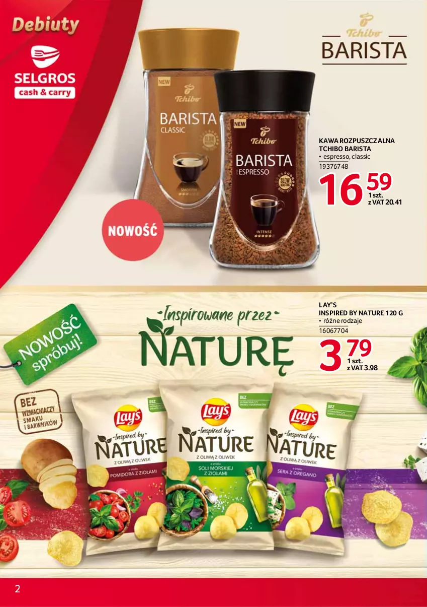 Gazetka promocyjna Selgros - Debiuty w Selgros - ważna 08.03 do 04.08.2021 - strona 2 - produkty: Kawa, Kawa rozpuszczalna, Lay’s, Tchibo, Tchibo Barista