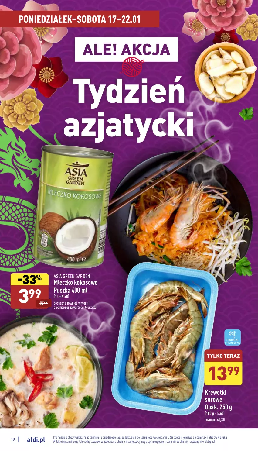 Gazetka promocyjna Aldi - Pełny katalog - ważna 17.01 do 22.01.2022 - strona 18 - produkty: Kokos, Krewetki, Mleczko, Tera