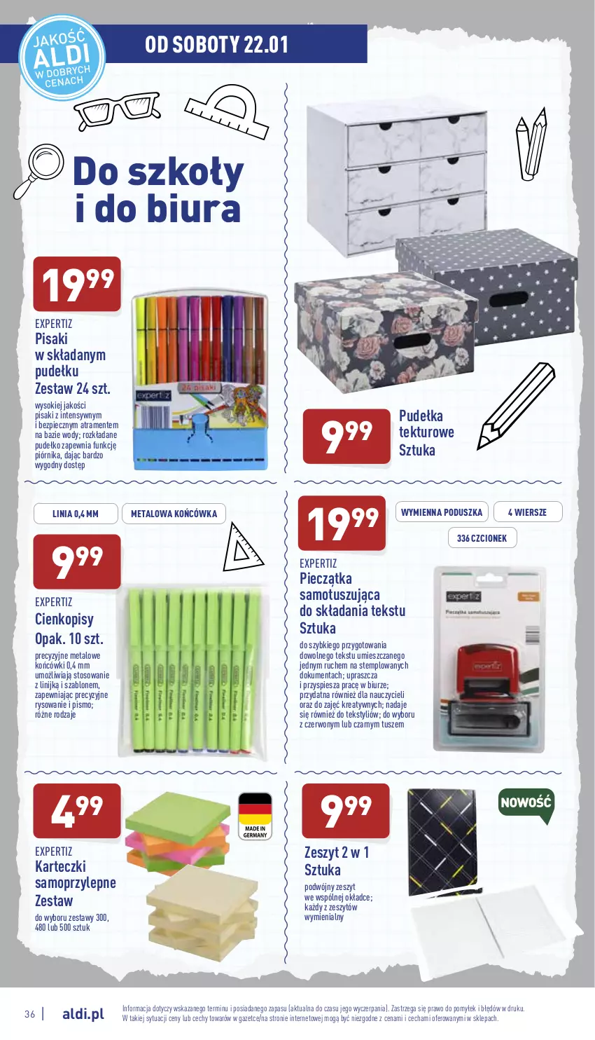 Gazetka promocyjna Aldi - Pełny katalog - ważna 17.01 do 22.01.2022 - strona 36 - produkty: Karteczki samoprzylepne, Mop, Piec, Pieczątka, Piórnik, Poduszka, Pudełko, Sok, Tusz