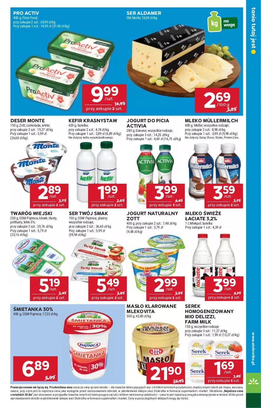 Gazetka promocyjna Stokrotka - Market - ważna 07.08 do 13.08.2025 - strona 11 - produkty: Activia, Czekolada, Danone, Deser, Fa, Farm Milk, Flora, Jogurt, Jogurt naturalny, Kefir, Masło, Masło klarowane, Mięso, Mleko, Mlekovita, Monte, Müller, Müllermilch, Owoce, Piątnica, Ser, Serek, Serek homogenizowany, Sok, Twaróg, Twój Smak, Warzywa, Zott