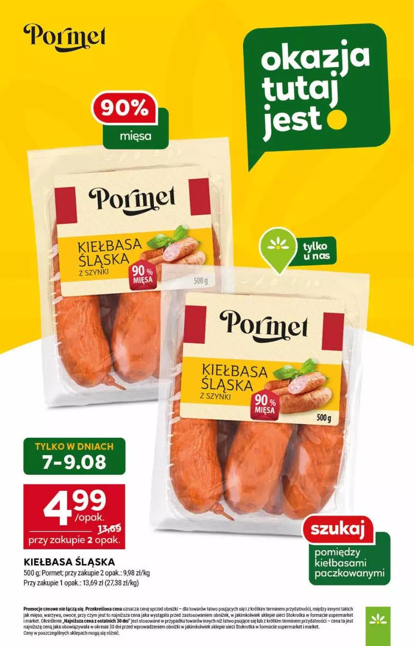 Gazetka promocyjna Stokrotka - Market - ważna 07.08 do 13.08.2025 - strona 7 - produkty: Kiełbasa, Mięso, Owoce, Por, Warzywa