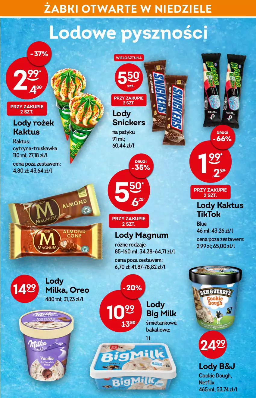 Gazetka promocyjna Żabka - ważna 11.05 do 17.05.2022 - strona 35 - produkty: Big Milk, Kaktus, Lody, Milka, Oreo, Snickers