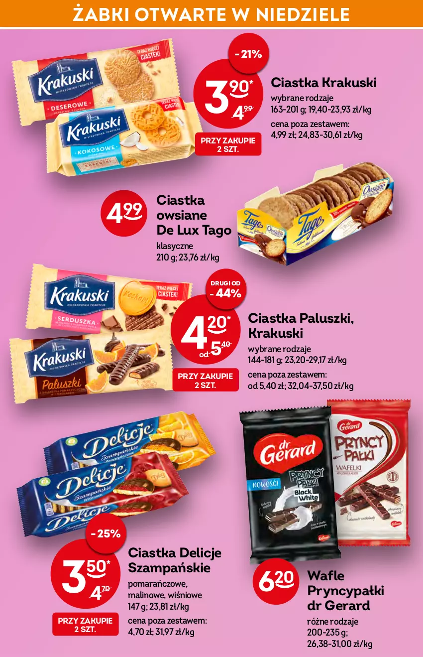 Gazetka promocyjna Żabka - ważna 11.05 do 17.05.2022 - strona 39 - produkty: Ciastka, Delicje, Dr Gerard, Krakus, Krakuski, Tago, Wafle