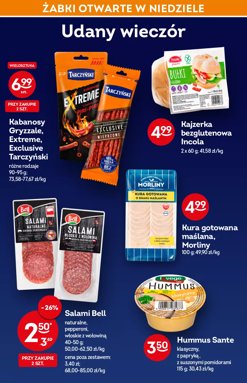 Gazetka promocyjna Żabka - ważna 11.05 do 17.05.2022 - strona 44 - produkty: Bell, Gry, Hummus, Kabanos, Kajzerka, LANA, Morliny, Mus, Salami, Sante, Tarczyński