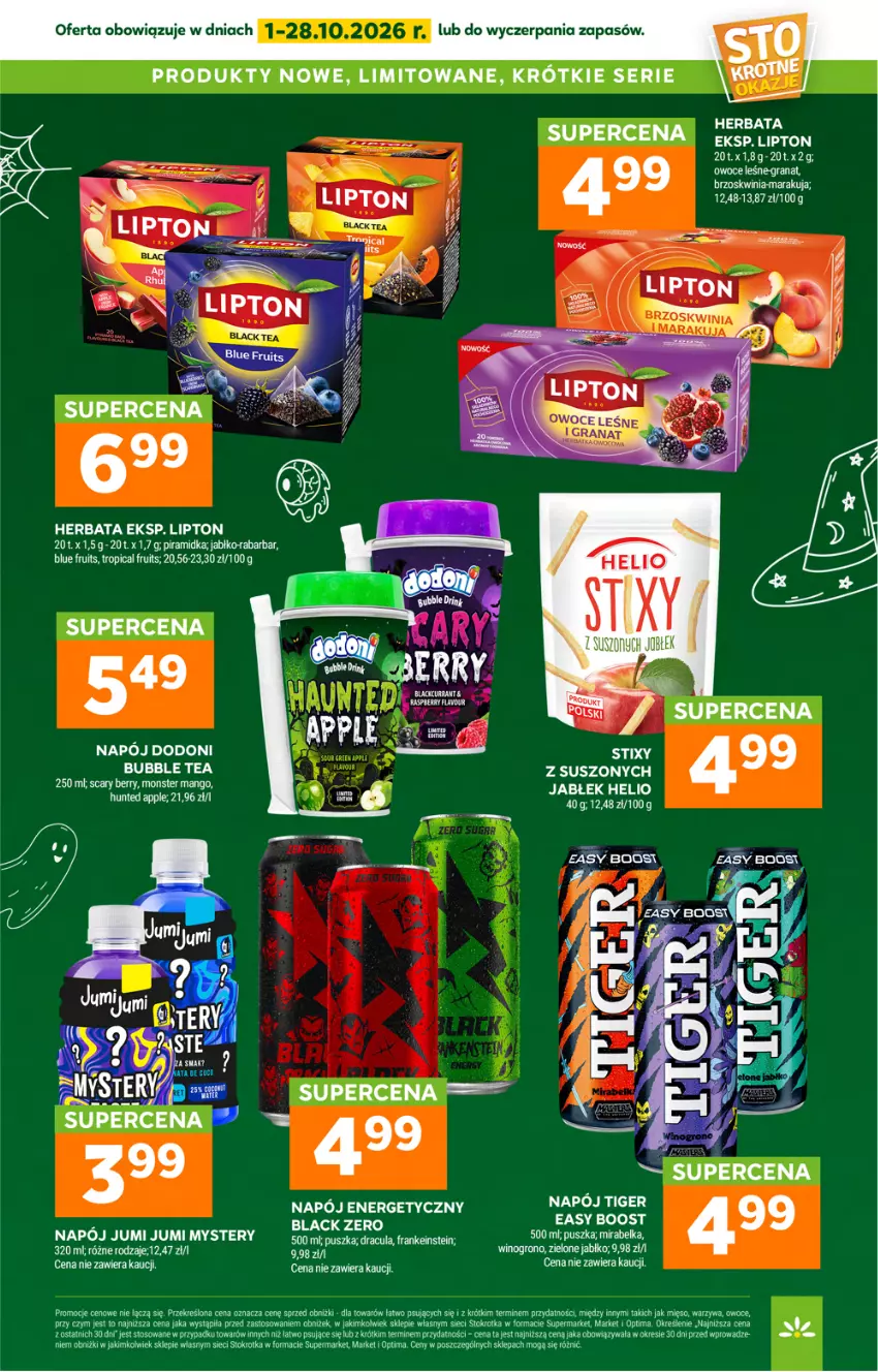Gazetka promocyjna Stokrotka - Supermarket - ważna 01.10 do 07.10.2026 - strona 29 - produkty: Gra, Granat, Herbata, Lack, Lipton, Mango, Mięso, Napój, Napój energetyczny, Optima, Owoce, Tropical, Warzywa