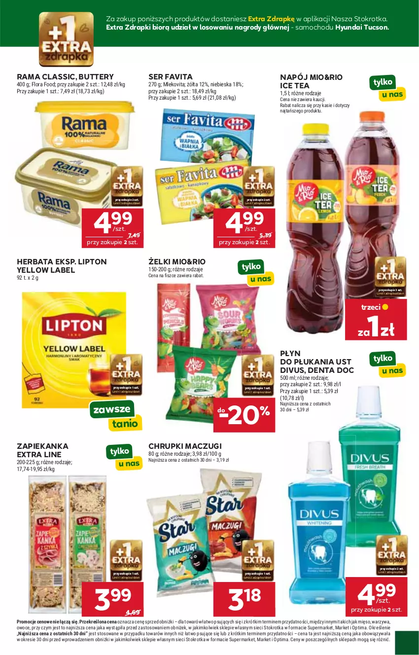 Gazetka promocyjna Stokrotka - Supermarket - ważna 01.10 do 07.10.2026 - strona 9 - produkty: Chrupki, Fa, Favita, Flora, Herbata, Ice tea, Lipton, Mięso, Mleko, Mlekovita, Napój, Optima, Owoce, Płyn do płukania, Rama, Ser, Warzywa, Zapiekanka