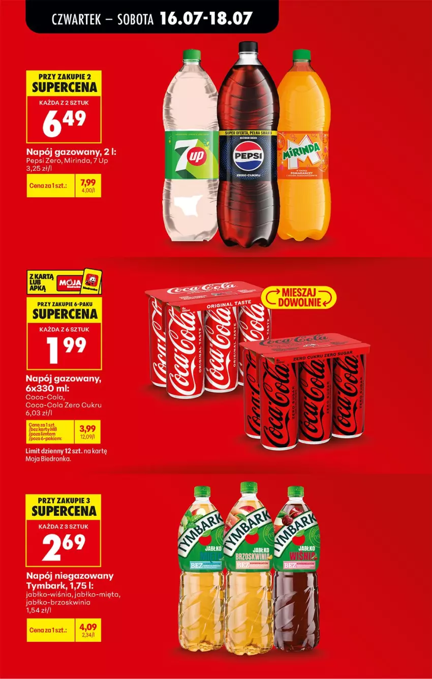 Gazetka promocyjna Biedronka - Od Czwartku - ważna 16.07 do 18.07.2026 - strona 11 - produkty: Coca-Cola, Gin, Mięta, Mirinda, Napój, Napój gazowany, Napój niegazowany, Pepsi, Tymbark