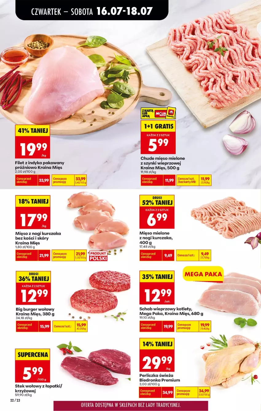 Gazetka promocyjna Biedronka - Od Czwartku - ważna 16.07 do 18.07.2026 - strona 30 - produkty: Burger, Kotlet, Kurczak, Mięso, Mięso mielone, Perliczka, Schab wieprzowy, Stek, Stek wołowy