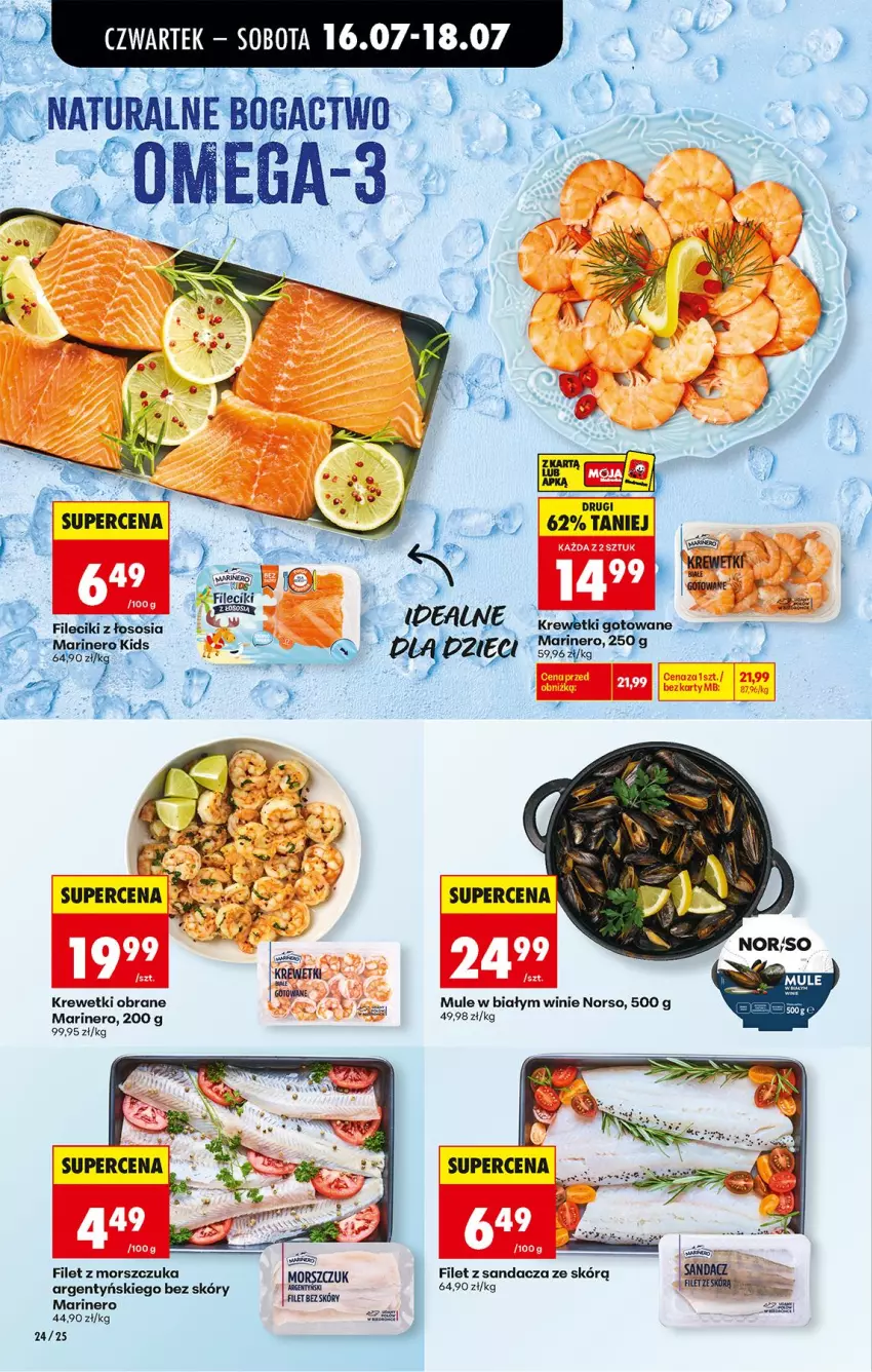 Gazetka promocyjna Biedronka - Od Czwartku - ważna 16.07 do 18.07.2026 - strona 32 - produkty: Fa, Filet z morszczuka, Filet z sandacza, Krewetki, Mule, Sandacz, Sos