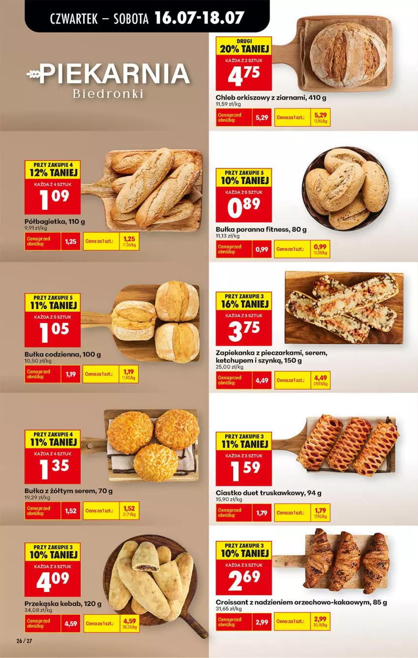 Gazetka promocyjna Biedronka - Od Czwartku - ważna 16.07 do 18.07.2026 - strona 36 - produkty: Bagietka, Bułka, Chleb, Croissant, Fa, Kakao, Kebab, Ketchup, Piec, Pieczarka, Półbagietka, Por, Ser, Zapiekanka
