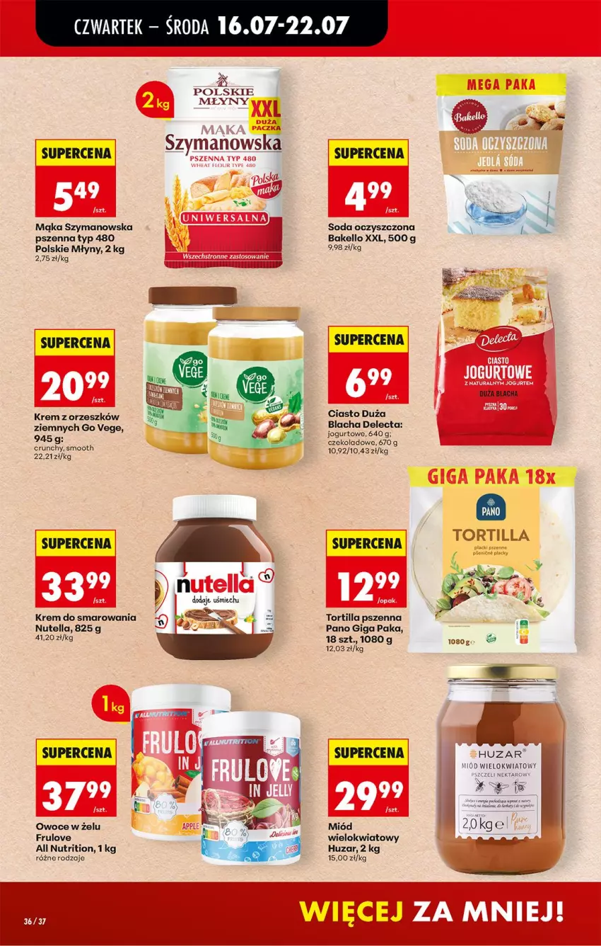 Gazetka promocyjna Biedronka - Od Czwartku - ważna 16.07 do 18.07.2026 - strona 50 - produkty: Delecta, Fa, Jogurt, Mąka, Miód, Nutella, Owoce, Polskie Młyny, Soda oczyszczona, Tortilla