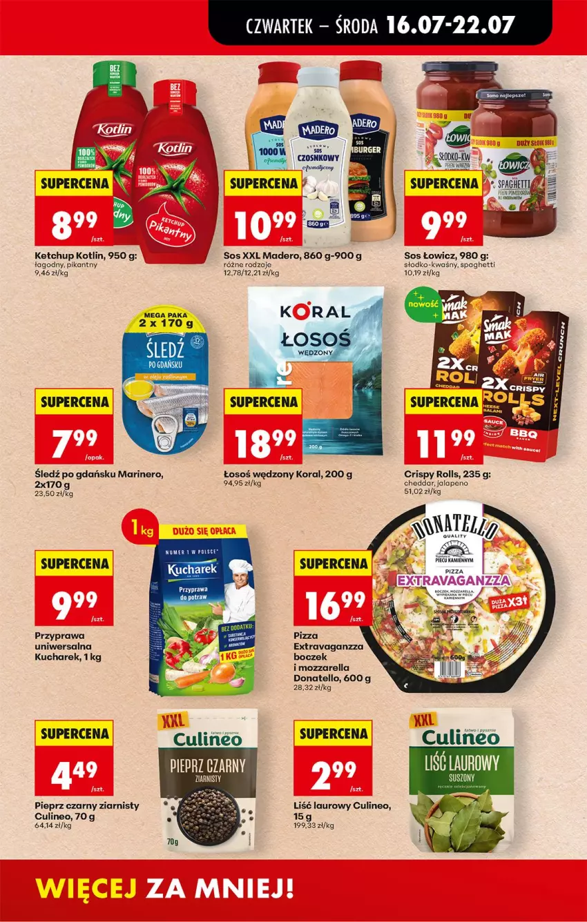 Gazetka promocyjna Biedronka - Od Czwartku - ważna 16.07 do 18.07.2026 - strona 51 - produkty: Boczek, Cheddar, Ketchup, Kotlin, Kucharek, Laur, Mozzarella, Piec, Pieprz, Pizza, Przyprawa do potraw, Przyprawa uniwersalna, Ser, Sos, Spaghetti, Taft
