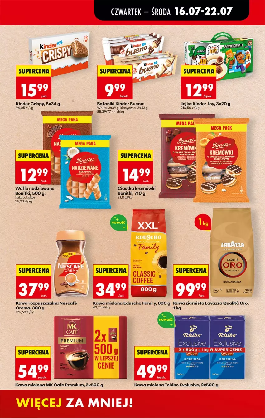 Gazetka promocyjna Biedronka - Od Czwartku - ważna 16.07 do 18.07.2026 - strona 53 - produkty: Baton, BIC, Bonitki, Ciastka, Fa, Gin, Kakao, Kawa, Kawa mielona, Kawa rozpuszczalna, Kawa ziarnista, Kinder, Kinder Bueno, Kokos, Lavazza, Tchibo, Tonik, Wafle