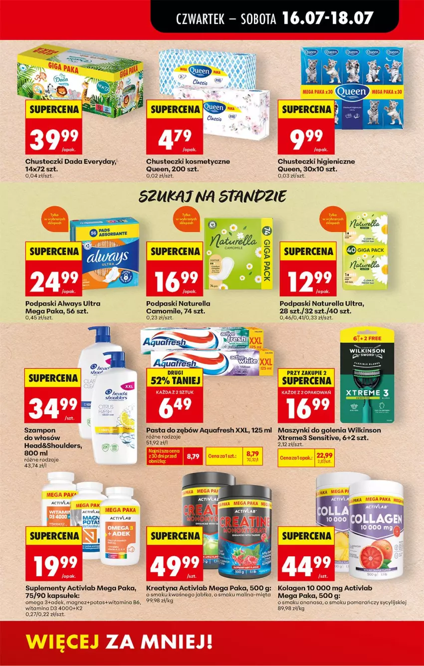 Gazetka promocyjna Biedronka - Od Czwartku - ważna 16.07 do 18.07.2026 - strona 55 - produkty: AEG, Always, Always Ultra, Ananas, Aquafresh, Chusteczki, Chusteczki kosmetyczne, Dada, Jabłka, K2, Kolagen, LG, Magnez, Mięta, Naturell, Naturella, Pasta do zębów, Podpaski, Szampon