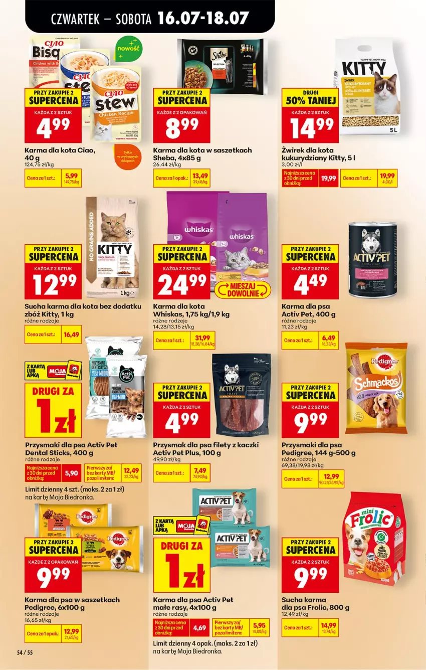 Gazetka promocyjna Biedronka - Od Czwartku - ważna 16.07 do 18.07.2026 - strona 72 - produkty: Fa, Pedigree, Przysmak dla psa, Przysmaki, Sheba, Sucha karma, Whiskas