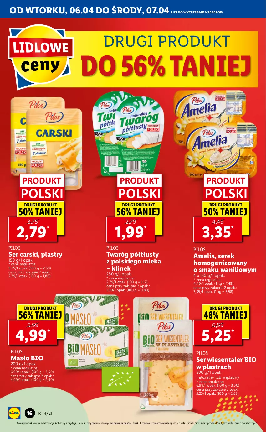 Gazetka promocyjna Lidl - GAZETKA - ważna 06.04 do 07.04.2021 - strona 16 - produkty: Cars, Masło, Pilos, Ser, Serek, Twaróg, Twaróg półtłusty