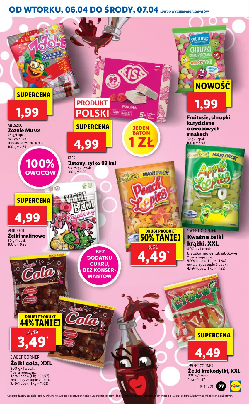 Gazetka promocyjna Lidl - GAZETKA - ważna 06.04 do 07.04.2021 - strona 27 - produkty: Baton, Chrupki, Mus, Ser