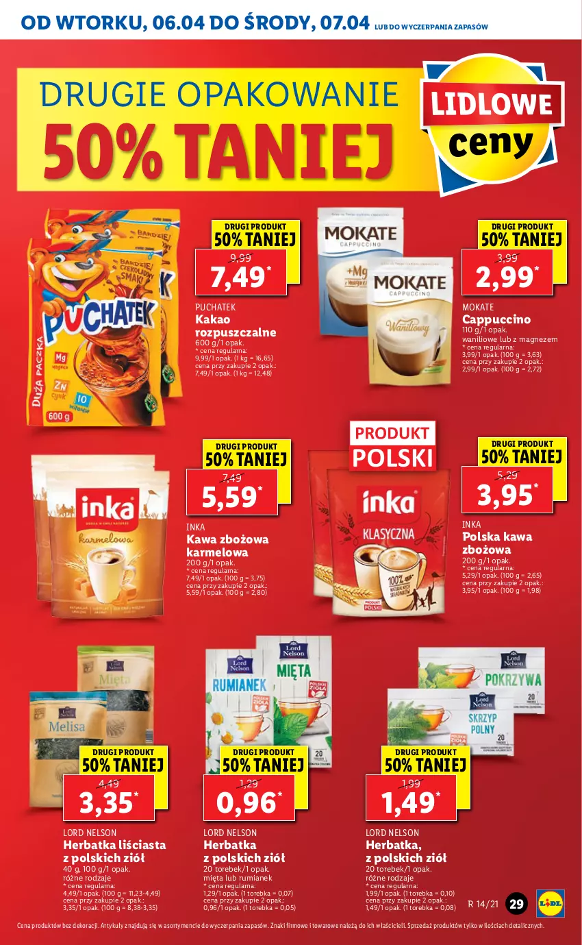 Gazetka promocyjna Lidl - GAZETKA - ważna 06.04 do 07.04.2021 - strona 29 - produkty: Cappuccino, Inka, Kakao, Kawa, Kawa zbożowa, Magnez, Mięta, Rum, Torebka