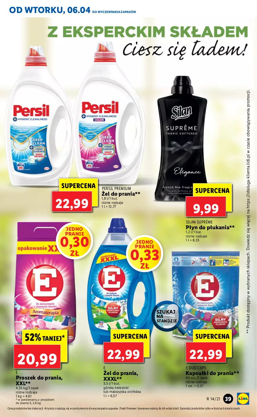 Gazetka promocyjna Lidl - GAZETKA - ważna 06.04 do 07.04.2021 - strona 39 - produkty: Kapsułki do prania, Persil, Płyn do płukania, Por, Proszek do prania, Silan