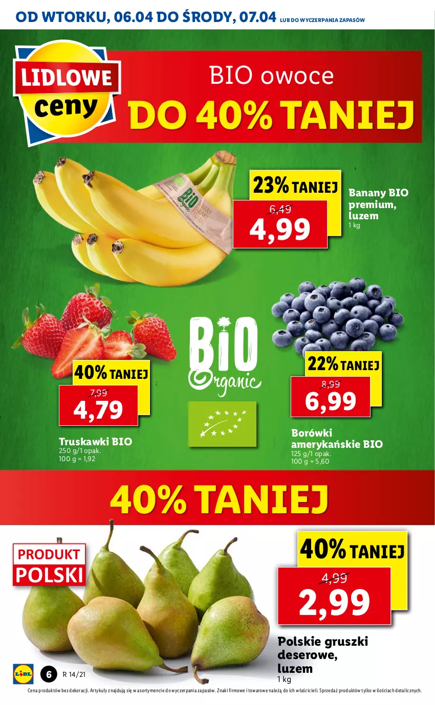Gazetka promocyjna Lidl - GAZETKA - ważna 06.04 do 07.04.2021 - strona 6 - produkty: Banany, Deser, Gruszki, Owoce, Ser, Truskawki