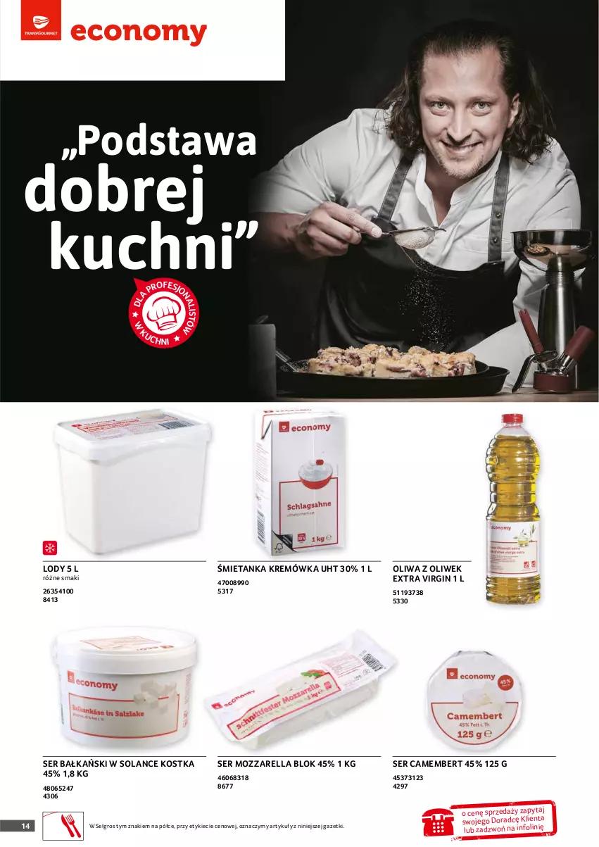 Gazetka promocyjna Selgros - Oferta gastronomiczna - ważna 24.06 do 07.07.2021 - strona 14 - produkty: Camembert, Gin, Kremówka, LG, Lody, Mozzarella, Oliwa z oliwek, Ser, Solan