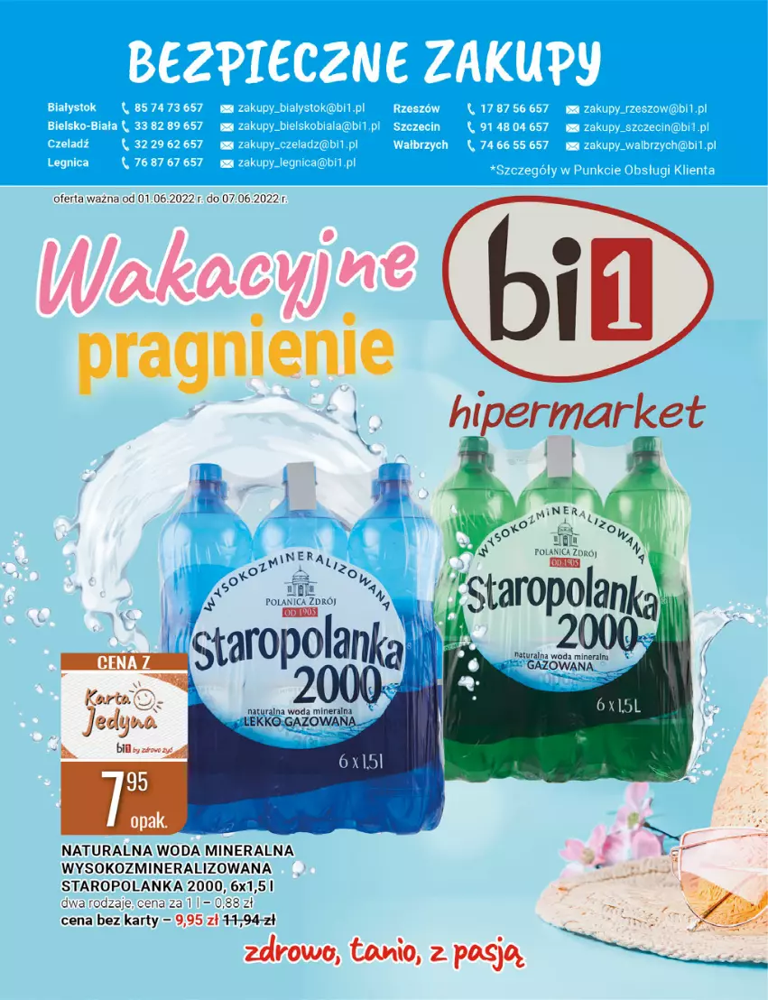 Gazetka promocyjna Bi1 - Wakacyjne pragnienie - ważna 01.06 do 07.06.2022 - strona 1 - produkty: Sok, Staropolanka, Woda, Woda mineralna