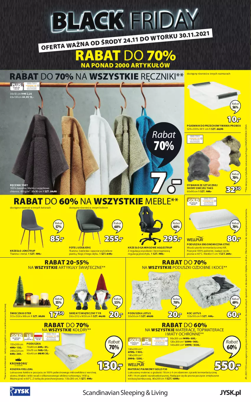 Gazetka promocyjna Jysk - Oferta tygodnia - ważna 24.11 do 30.11.2021 - strona 13 - produkty: Dywan, Dywanik, Fotel, Koc, Kołdra, Krzesło, Materac, Materac piankowy, Meble, Poduszka, Pojemnik, Pojemnik do przechowywania, Ręcznik, Siedzisko, Skrzat, Sok, Tera, Top, Wełna