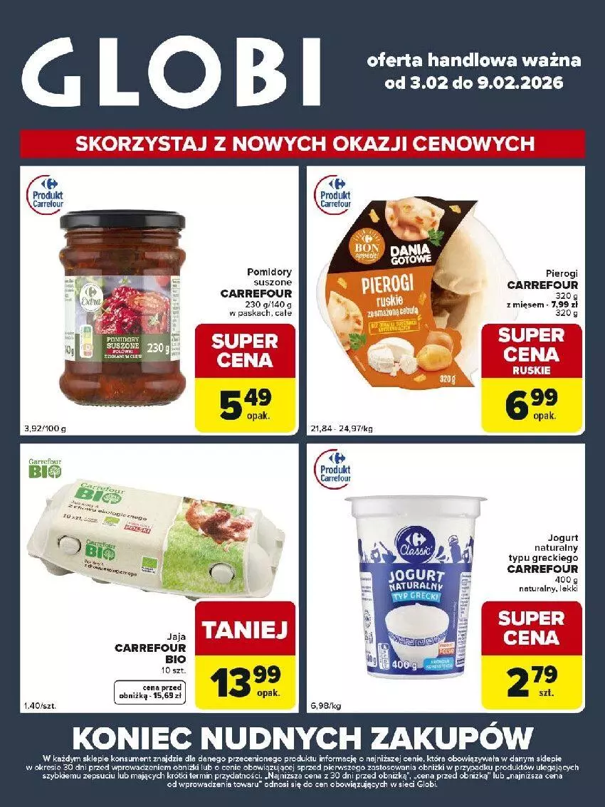 Gazetka promocyjna Carrefour - Gazetka Globi - ważna 03.02 do 09.02.2026 - strona 2 - produkty: Jaja, Pierogi, Pomidory
