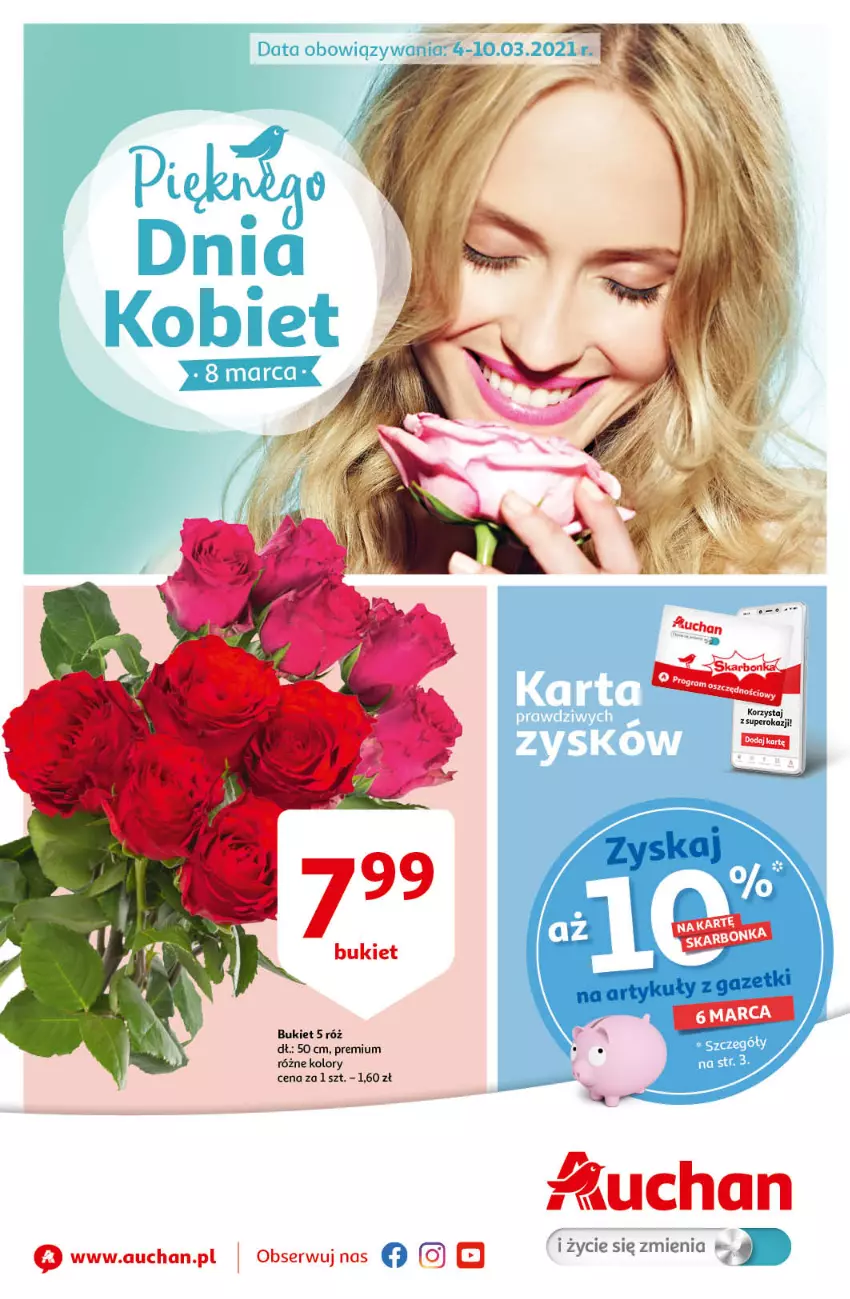 Gazetka promocyjna Auchan - Pięknego Dnia Kobiet Hipermarkety - ważna 04.03 do 10.03.2021 - strona 1 - produkty: Bukiet, Ser